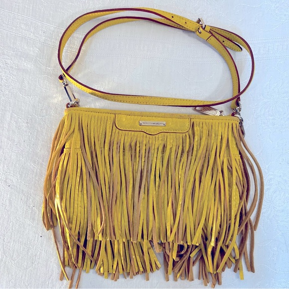 Rebecca Minkoff Handbags - Rebecca Minkoff FinnY2K Bohemian Yellow Fringe Cross Body Adjustable Strap Purse
